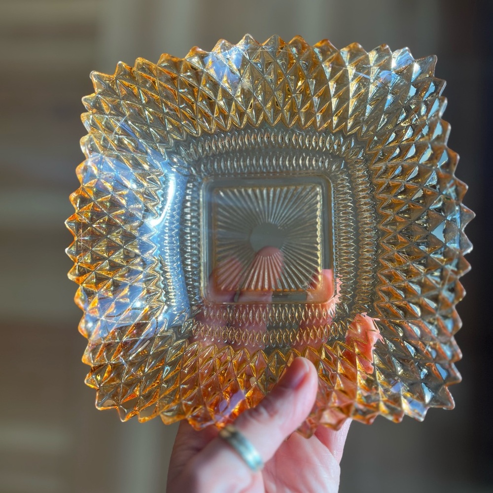 Vintage Peach Glass Dish